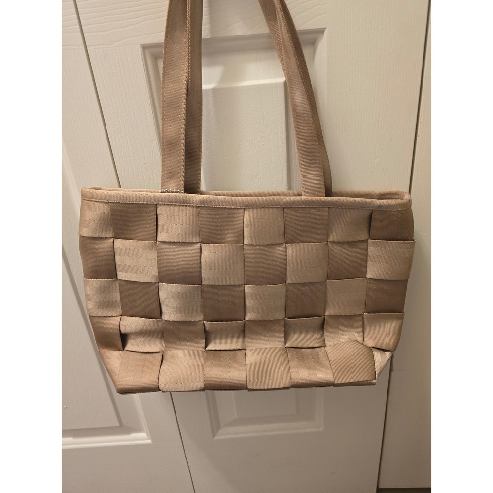 Seatbeltbag Woven Tote Bag Tan Beige Neutral Checkerboard Style‎